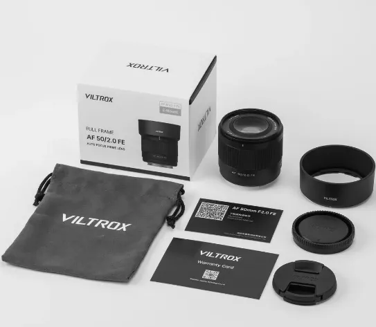 Комплектация объектива Viltrox AF 50мм f/2.0 AIR Sony FE