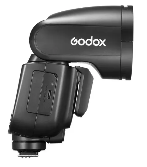 Вид с боку вспышки накамерной Godox V1Pro O