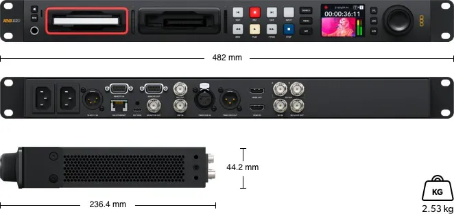 Вид спереди и сзади док-станция Blackmagic MultiDock 10G