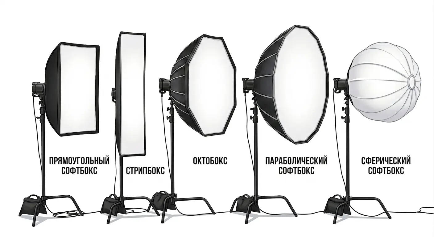 Разные формы софтбоксов