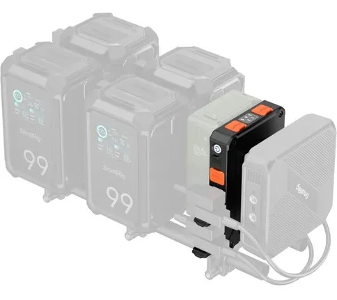 Применение аккумуляторной площадки V-Mount SmallRig 5881 Intelligent Power Management & Dual Rod Clamp 15 мм